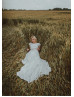 Two Piece Ivory Satin Minimalist Wedding Dress